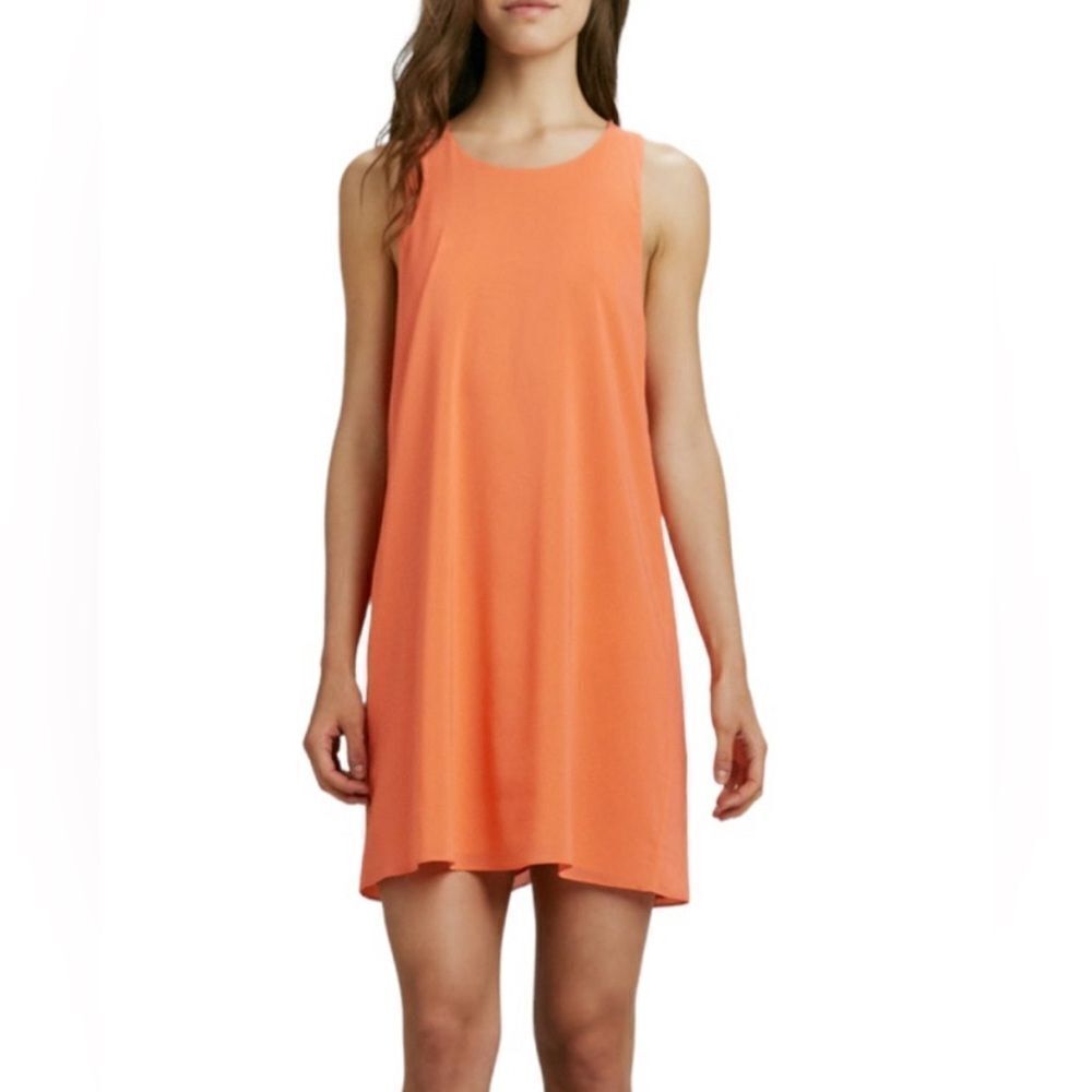 Alice + olivia marion silk shift dress orange peach
